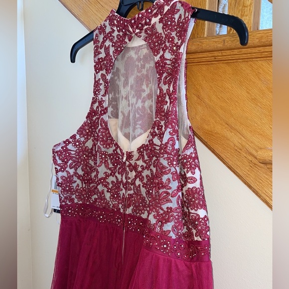 Women’s Formal Dress Plus Size 16W, 18W, 20W CITY STUDIO Sheer Red Fit & Flare - Picture 9 of 16